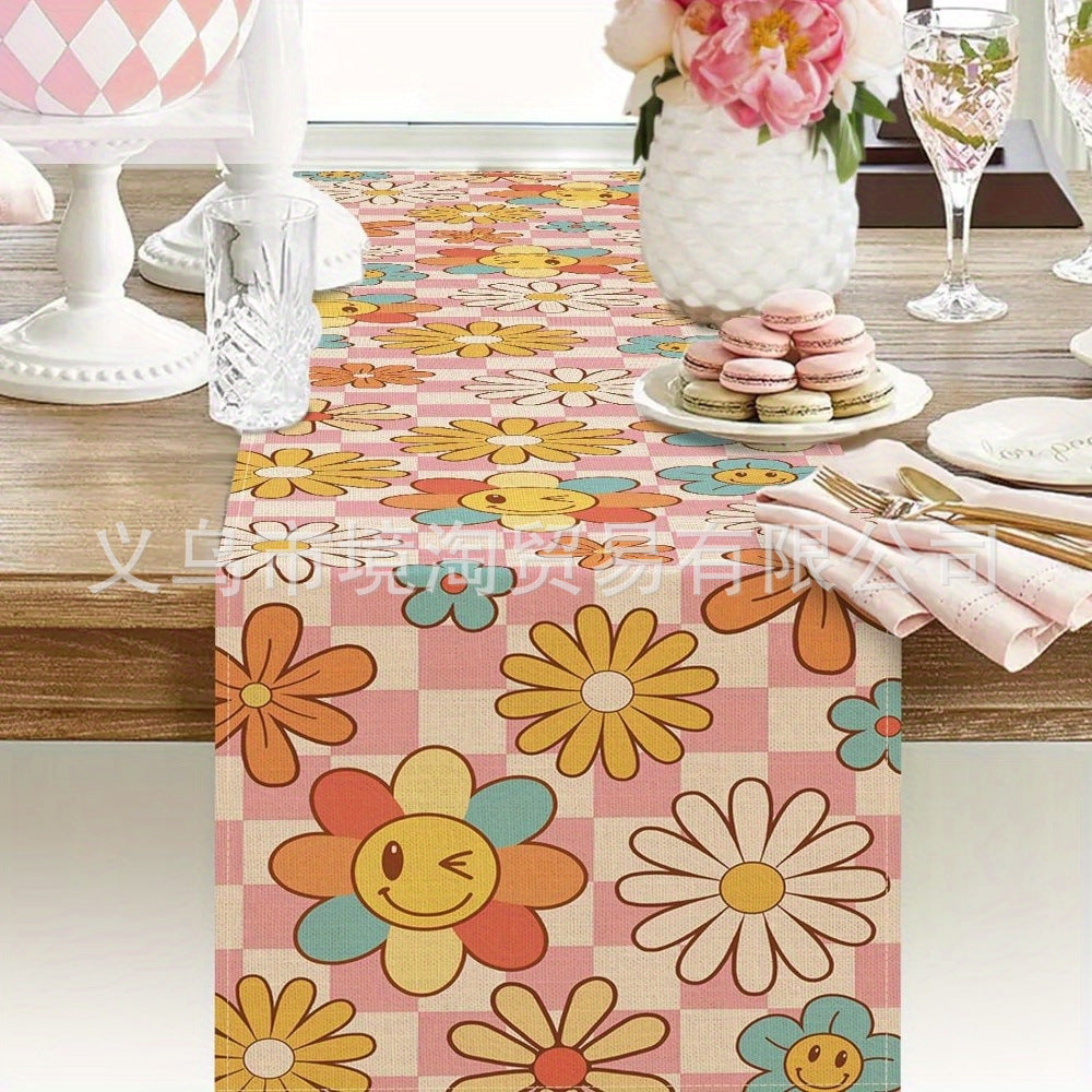 Linen Table Runner Pastoral Flower Lemon Summer Home Dining Table Outdoor Decoration Printed Tablecloth Table Runner