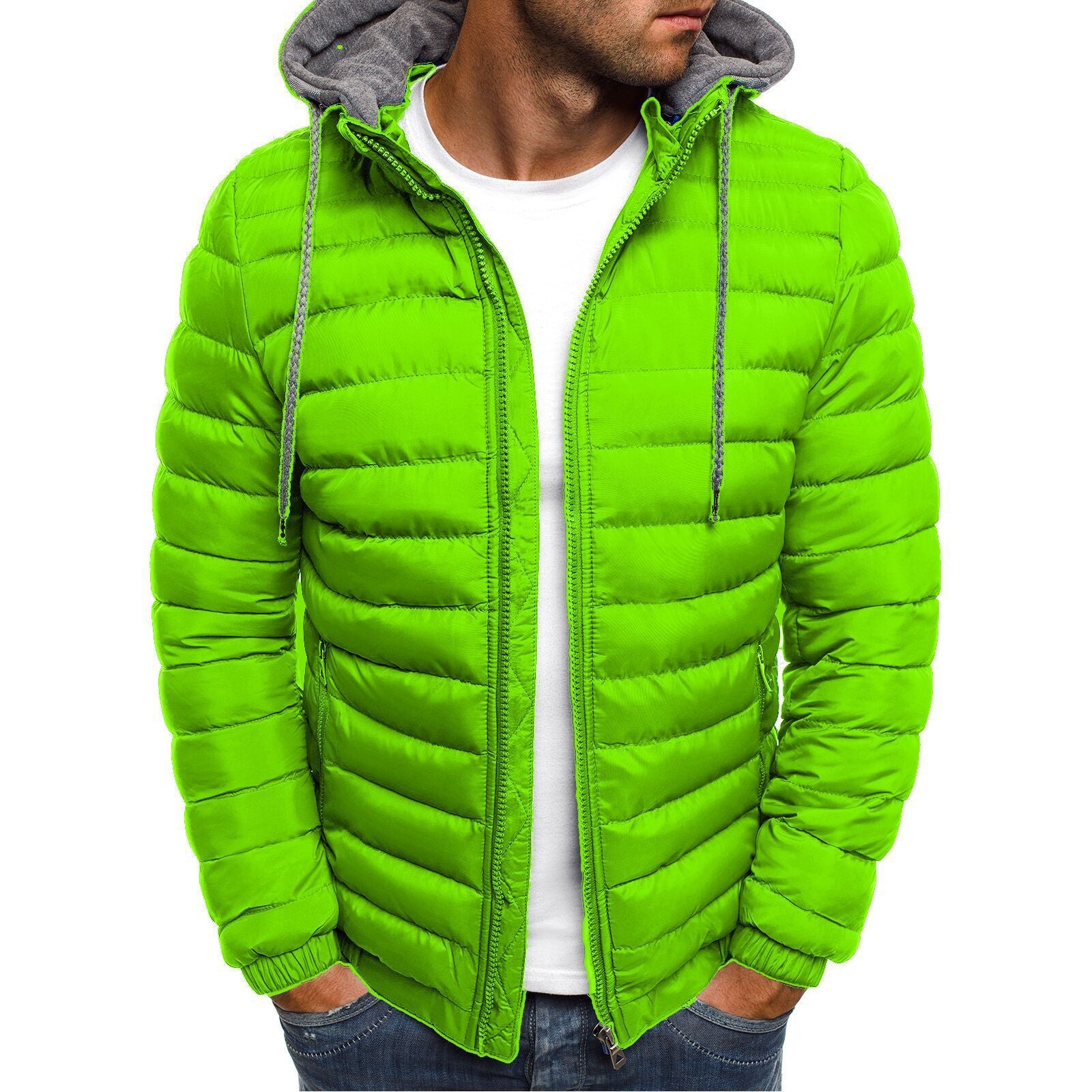 Winter Clothing Cross-border Foreign Trade New Down Cotton Jacket Men's Clothing Simple Atmospheric Loose Men's European Size Hooded Thickened Cotton Clothes