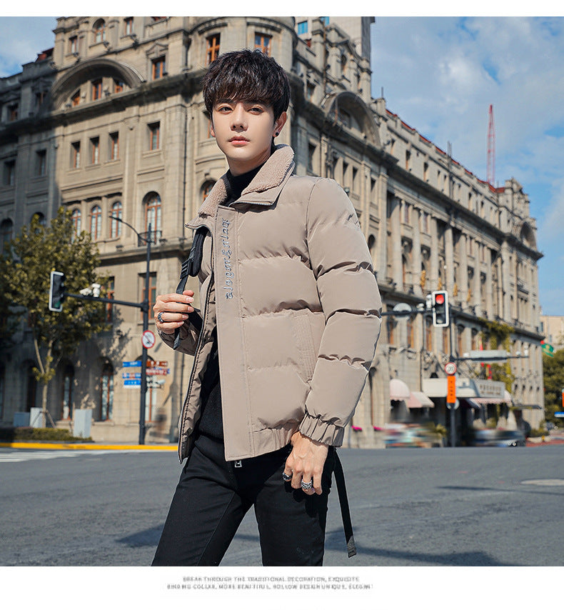2025 Winter Cotton Jacket for Men, Fashionable and Popular Stand-Up Collar Windproof Cotton Coat, Trendy Korean Style Handsome Short Jacket for Students