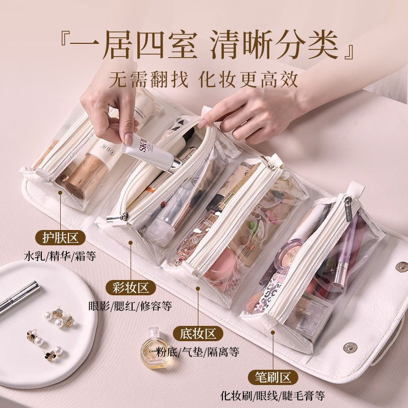 Four-In-One Detachable Mesh Cosmetic Bag, Large-Capacity Portable Storage Bag, Internet Celebrity's Same Style Folding Toiletry Bag