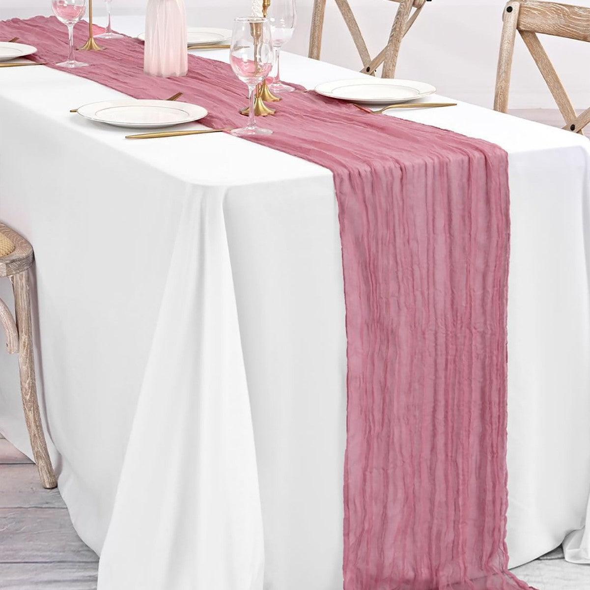 Cross-border foreign trade wholesale Bali yarn wrinkled table flag twist table flag tablecloth wedding party decoration wrinkled table flag