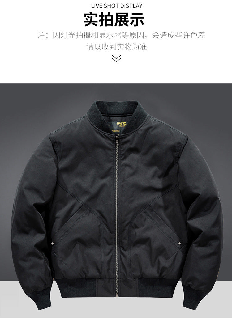 Autumn and Winter New Quilted Jacket Men's Casual Retro Versatile Baseball Uniform American Workwear Thickeneded Warm Cotton Jacket