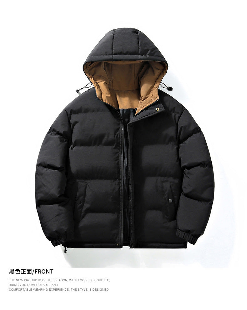 Men's Winter Casual Hooded Jacket Japanese Style Windproof Thick Warm Sports Coat