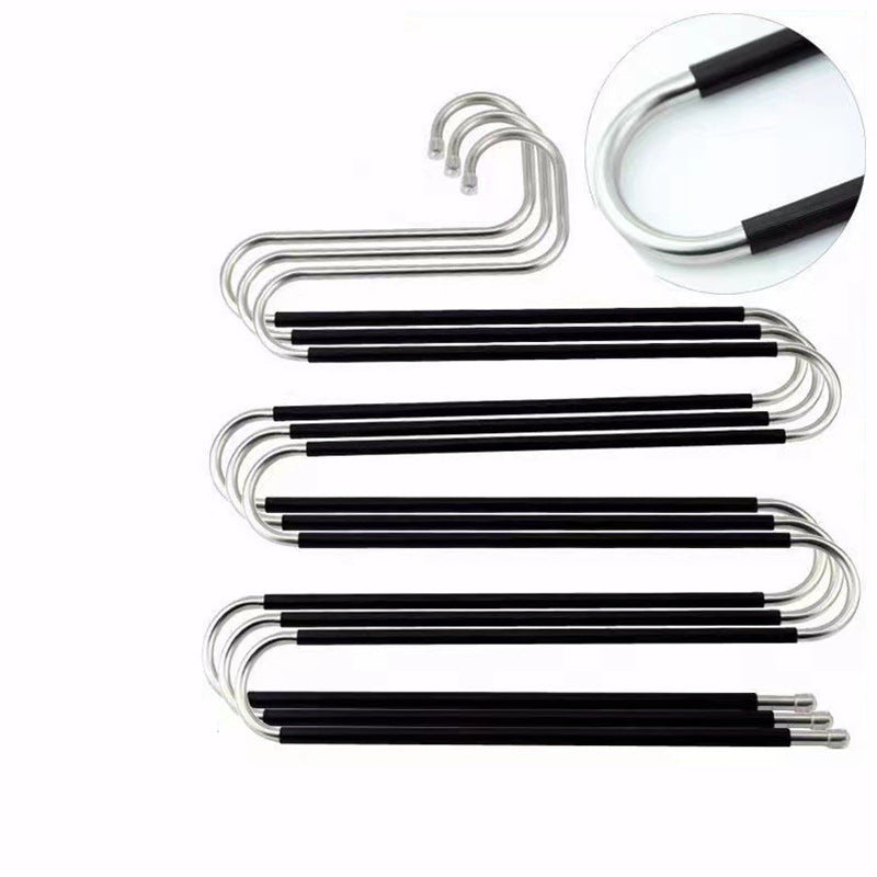 D Amazon Cross-border Explosions Magic Hanger Five-layer Stainless Steel S Pants Rack Inside Pants Storage Rack Factory Wholesale