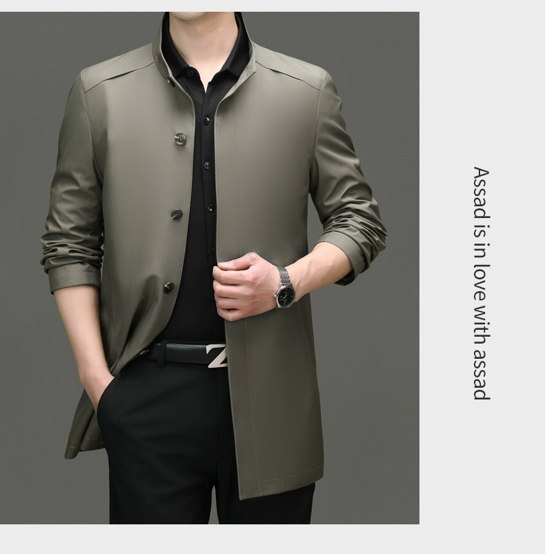Is the brand of middle-aged and elderly men's windbreaker coat 2024 new winter stand collar long business dad cotton-padded jacket