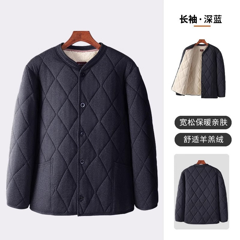 Old People's Cotton-padded Coat fleece-lined Thickened Dad's Cotton-padded Coat Grandpa Lamb Velvet Warm Cotton-padded Coat Home Loose Small Cotton-padded Coat