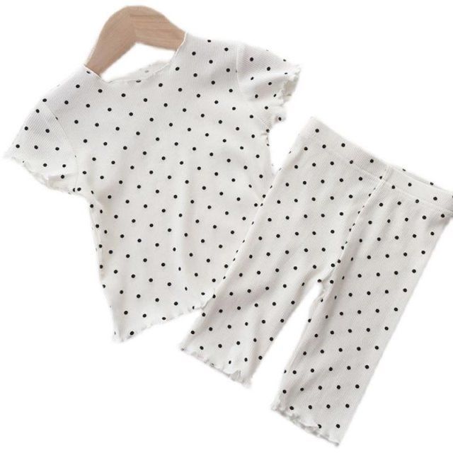 Children's Thin Short-Sleeved Air-Conditioned Clothing for Boys and Girls Summer Pajamas suit Can Wear Outfit Baby's Home Clothes Two-Piece Fashionable Set