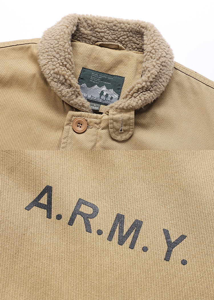 Cross-Border Winter N1 Deck Cotton Outwear, Middle-Aged Thickeneded Velvet Work Jacket, Retro Cashmere Jacket for Men