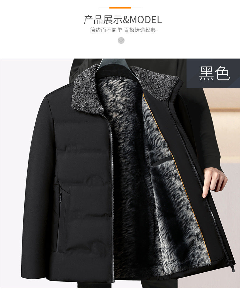 Middle-Aged and Elderly Men's Winter Cotton-Padded Jackets, Dad's Velvet Thickeneded Jackets, Elderly Grandpa's Cotton-Padded Jackets, Loose Grandpa's Cotton-Padded Jackets