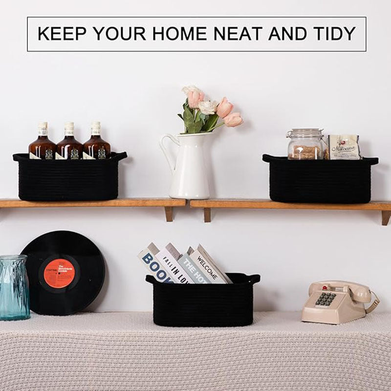 Amazon Rectangular Cotton Rope Storage Basket Storage Basket Storage Basket for Living Room Toys and Miscellaneous Items Cotton Rope Woven