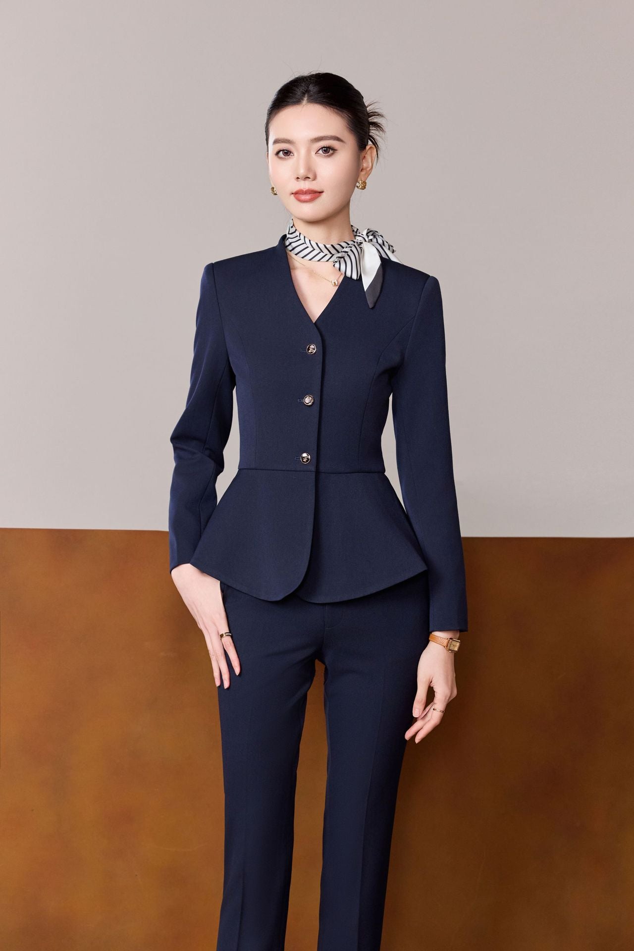 Dark Blue Suit Suit for Women 2025 Autumn and Winter New Professional Formal Wear Fashionable Workwear Jewelry Store Work Clothes