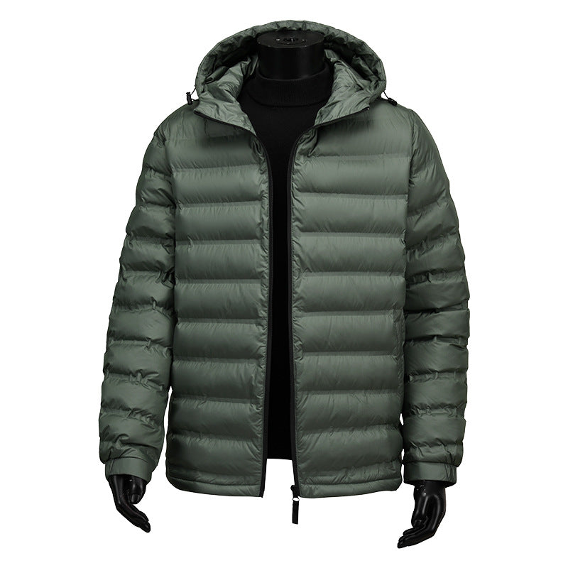 Cross-Border Wholesale 2025 Winter New Cotton-Padded Men's Short Hooded Jacket Trendy Brand Sports Warm Top Men's Clothing