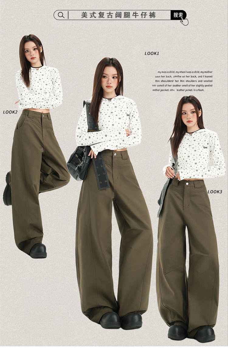 Raccoon House # Wizard of oz 2025 Early Autumn New Fashion High-Waisted Casual Versatile Cargo Pants Women's Casual Jeans