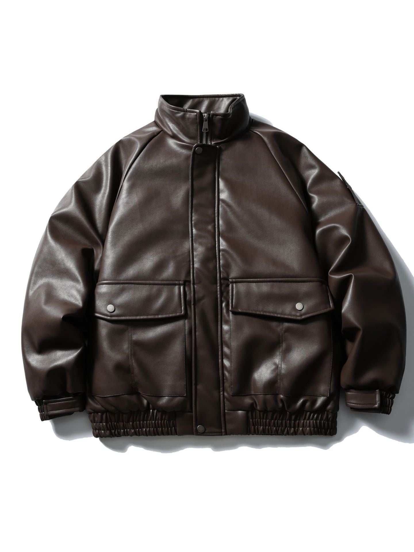 Mr. Song's Cross-Border Trendy American Retro Pu Leather Motorcycle Jacket for Men and Women, Thick Cotton Coat with Large Pockets