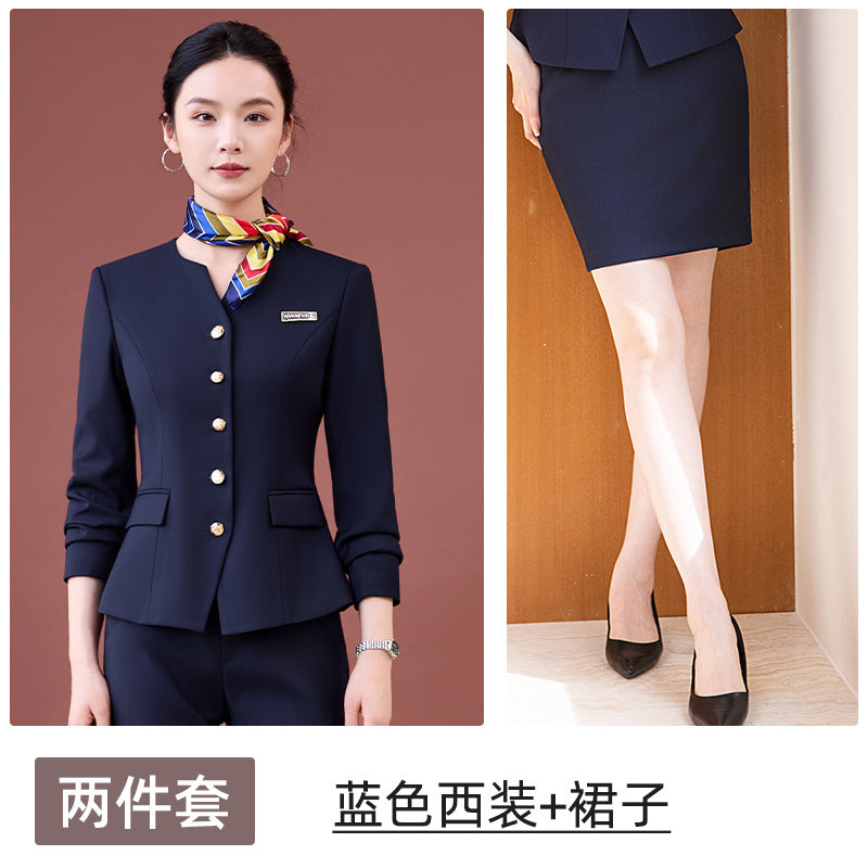 Professional Suit Suit Women's Autumn and Winter New Hotel Front Desk Jewelry Store Workwear Beauty Salon Front Desk Manager Workwear