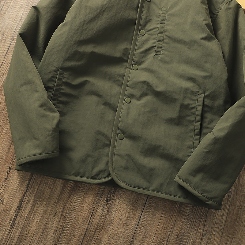 Retro Collarless Layered Thickeneded Men's Winter Jacket Loose Casual Autumn and Winter Warm Inner Lining Men's Cotton Jacket