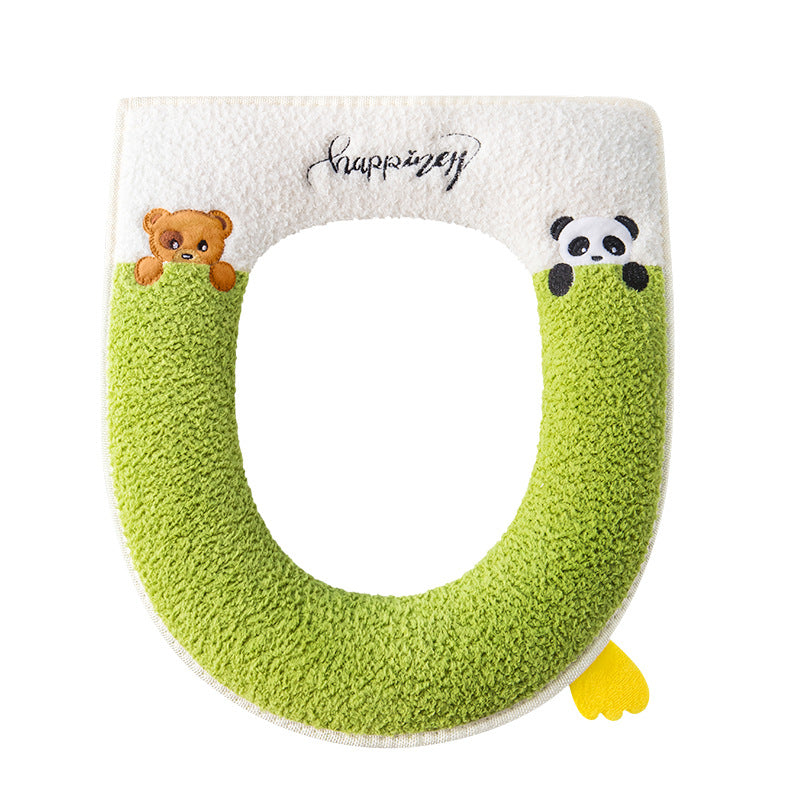 Household toilet cover portable zipper toilet seat cushion winter plush toilet seat cover waterproof thickened toilet mat