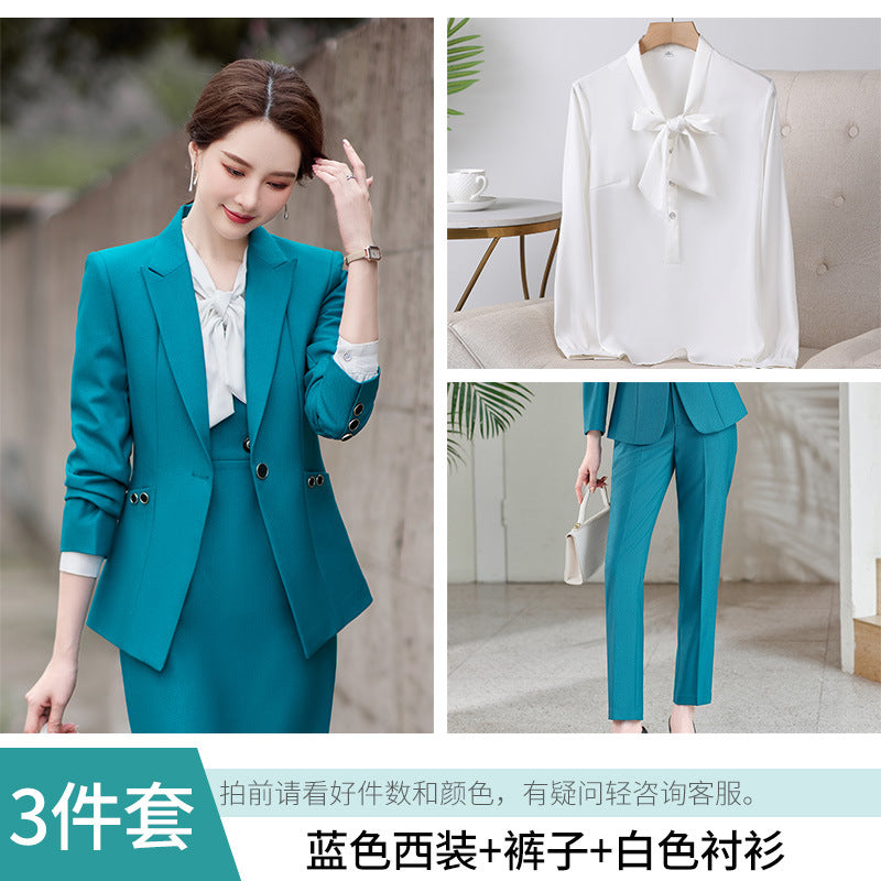Amazon European and American Cross-Border Popular Commuter Foreign Trade Women's Blazer Professional Pants Dress Two-Piece Suit