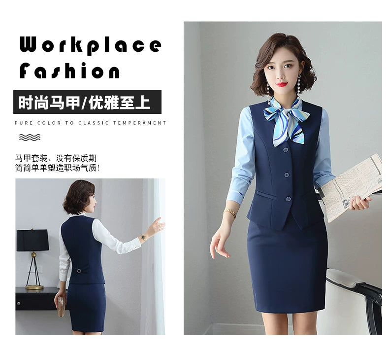 Three-piece suit overalls manager interview formal attire front desk beauty salon business attire bank mobile vest uniform