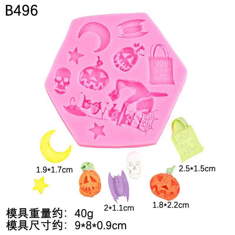 3 Even small pumpkin skull Halloween theme silicone mold decoration sugar chocolate mold drop glue gypsum candle grain