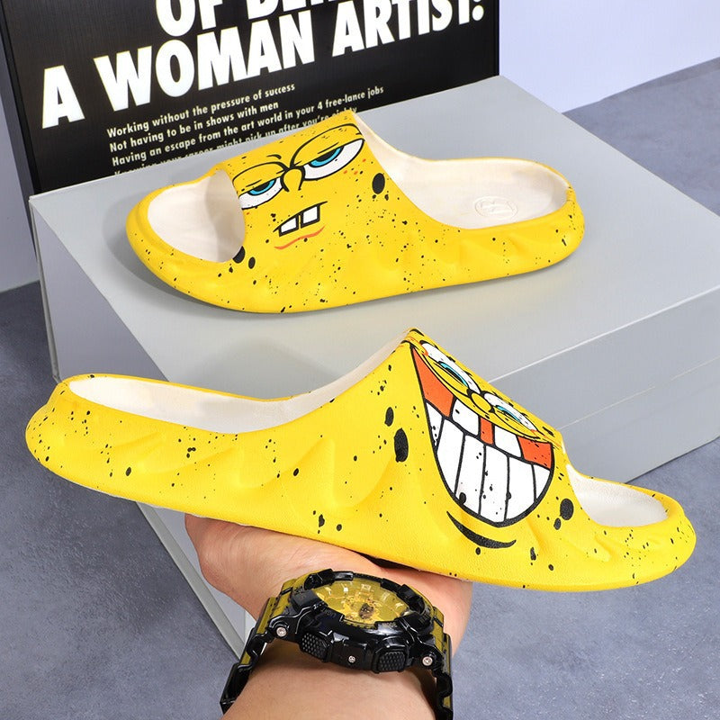 2025 New Style Slippers Men's Sporty Style Summer Odor-proof Non-slip Casual Flame Trendy Couple's Home Slippers