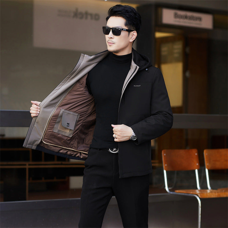 2024 Autumn and Winter Men's Thickened Warm Jacket for Middle-aged and Elderly Dads with Lapel Casual Detachable Liner Cotton-padded Jacket