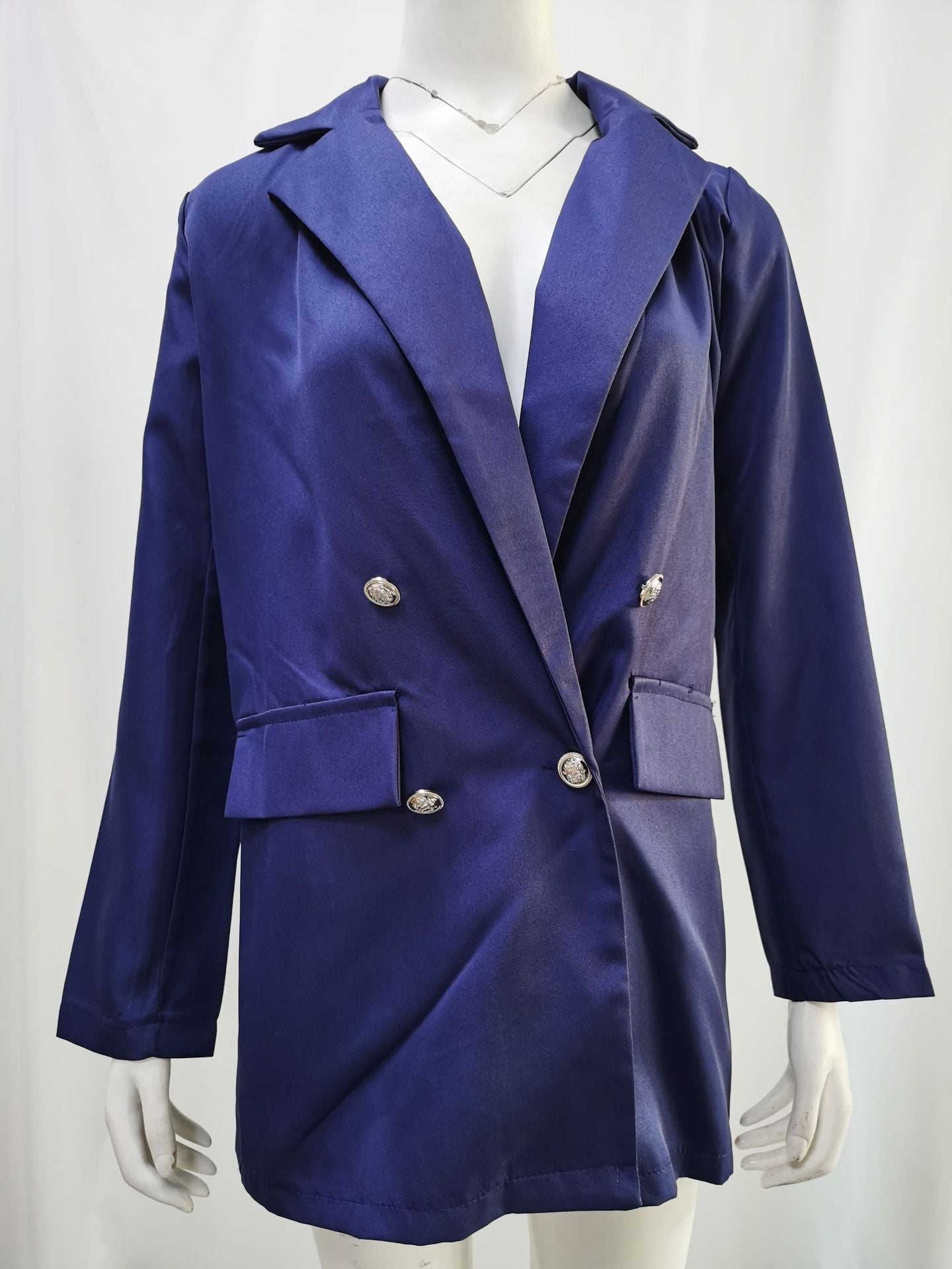 Amazon wish explosions solid color fashion lapel cardigan 2020 Europe and the United States long temperament suit jacket women
