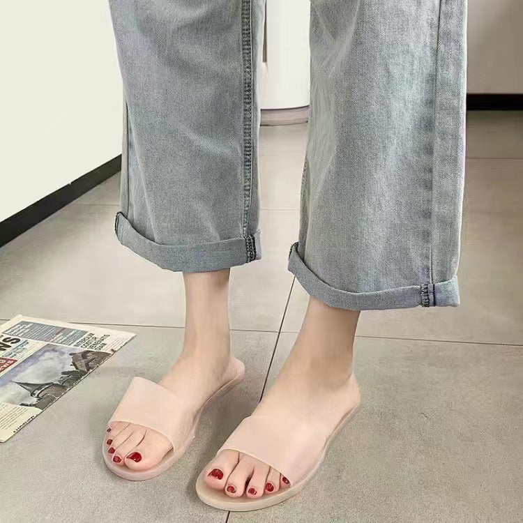 Summer New Large Size Export Crystal Women's Shoes Casual Flats Frosted Anti-Odor Flip Flops Cross-Border Export 36-42