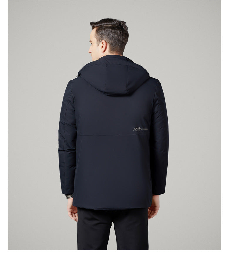 Authentic Men's Cotton Coat for Autumn and Winter, New Trendy Business Casual Loose Hooded Cotton Jacket, Thickened and Warm