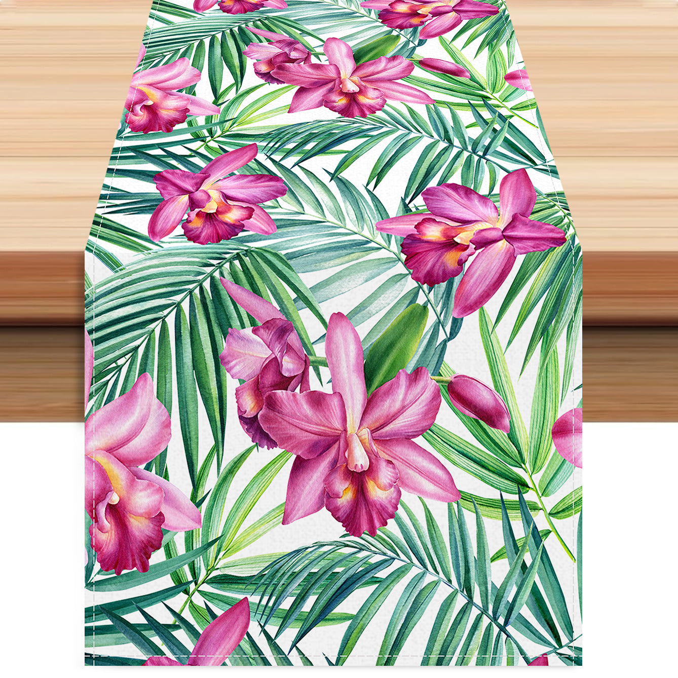 Cross-border New Orchid Table Flag Amazon Digital Printing Home Fabric Decorative Tablecloth Linen Tablecloth Cushion Tea Flag