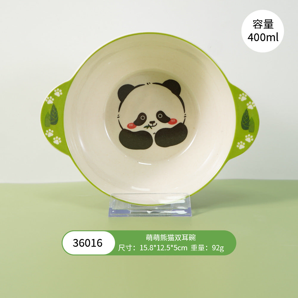 Melamine Bamboo Fiber Baby Dinner Plate, Children's Divided Eating Bowl, Panda Supplementary Food Tableware Set, Safety Certified, in Stock