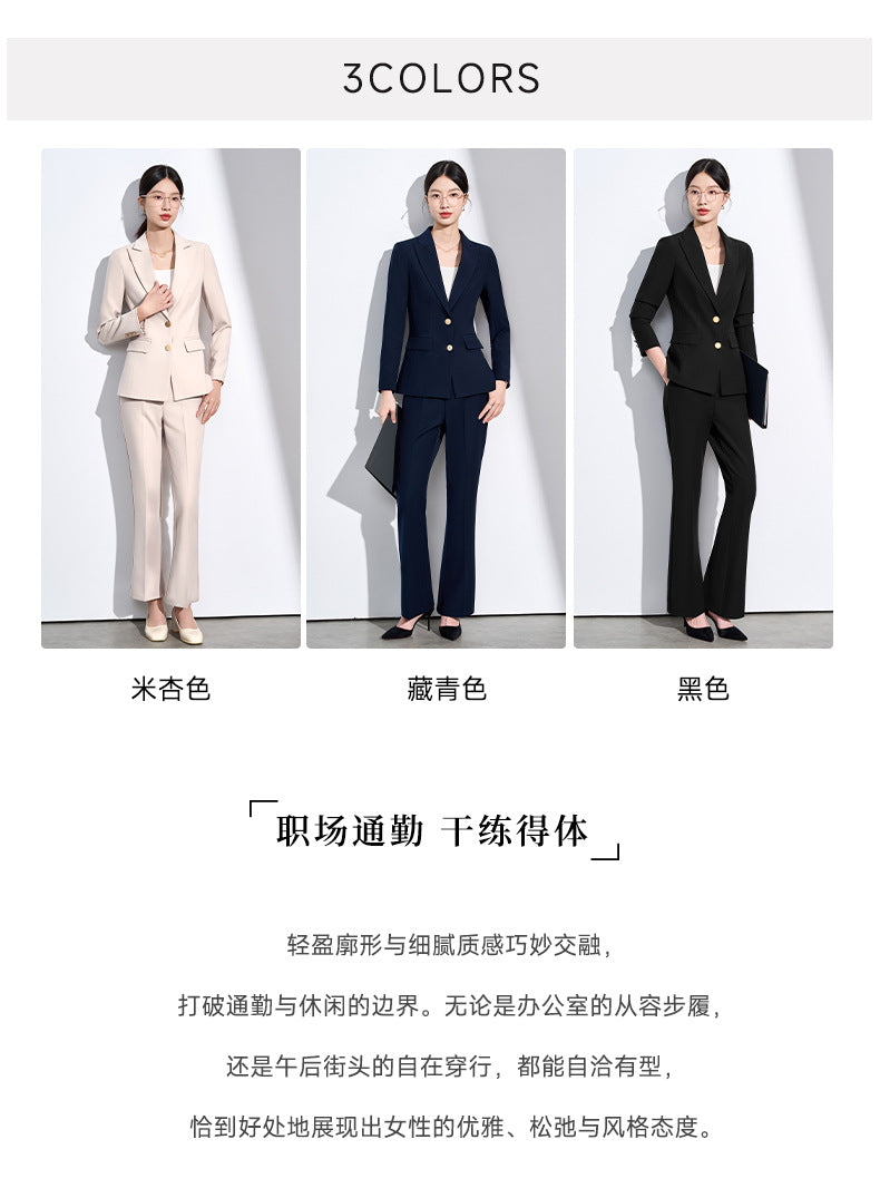 Cross-Border Beige Suit Set for Women, New Versatile Fashion High-End Professional Attire for Petite Figures, Formal Occasion Blazer