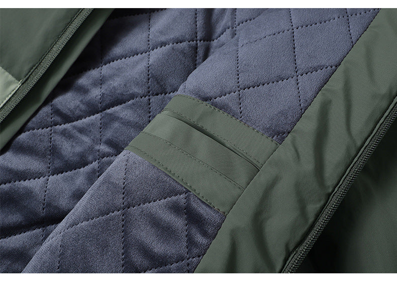 2024 Autumn and Winter New Cross-Border Men's Cotton Jacket Large Size Comfortable Fleece-Lined Warm Coat with Detachable Hood