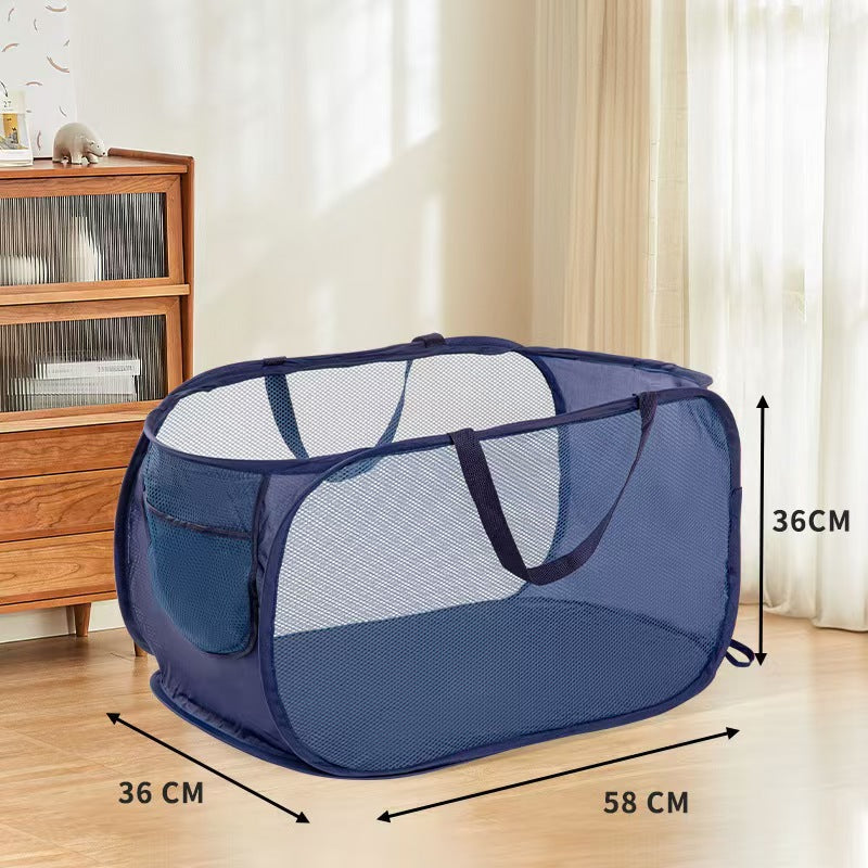 Dirty Clothes Basket, Foldable Large-Capacity Household Mesh Laundry Basket, Bathroom Storage Basket for Dirty Clothes