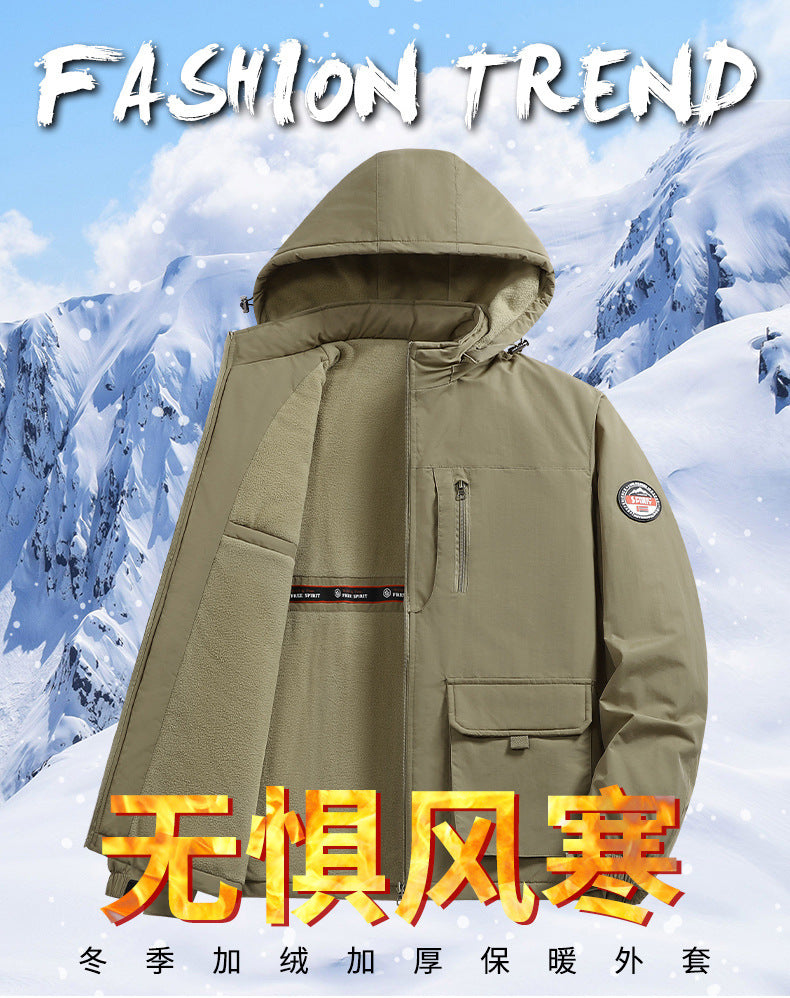 Cross-Border [M-8Xl] Cross-Border Large Size Men's Jacket Autumn and Winter New Casual Middle-Aged Men's Jacket Fleece-Lined