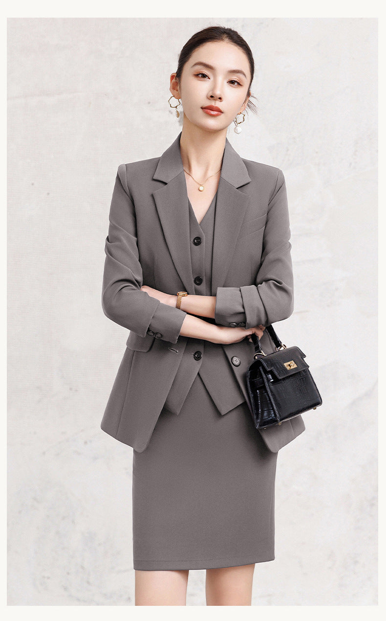 Cross-Border Red Hostess Suit Set for Women, Formal Attire for Broadcast Art Exams, Speech Competitions, Interviews, and News Anchor On-Camera Appearance