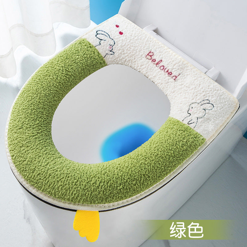 Household toilet cover portable zipper toilet seat cushion winter plush toilet seat cover waterproof thickened toilet mat