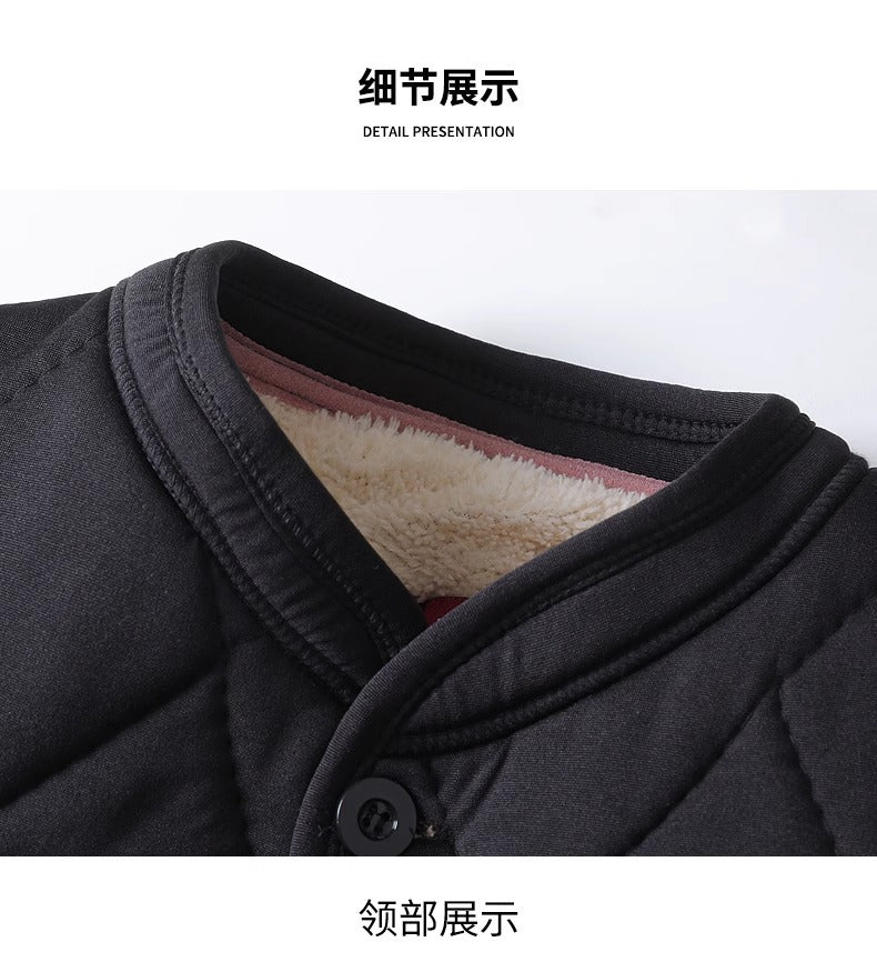 Old People's Cotton-padded Coat fleece-lined Thickened Dad's Cotton-padded Coat Grandpa Lamb Velvet Warm Cotton-padded Coat Home Loose Small Cotton-padded Coat