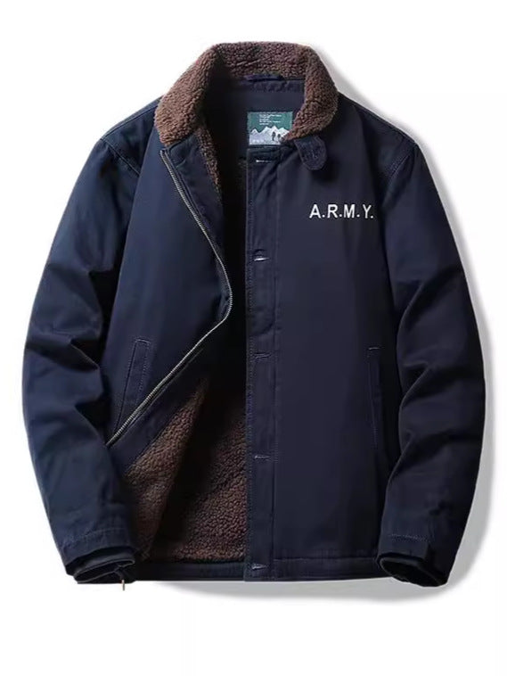 Cross-Border Winter N1 Deck Cotton Outwear, Middle-Aged Thickeneded Velvet Work Jacket, Retro Cashmere Jacket for Men