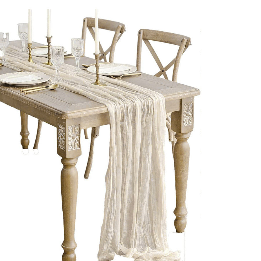 Cross-border foreign trade wholesale Bali yarn wrinkled table flag twist table flag tablecloth wedding party decoration wrinkled table flag