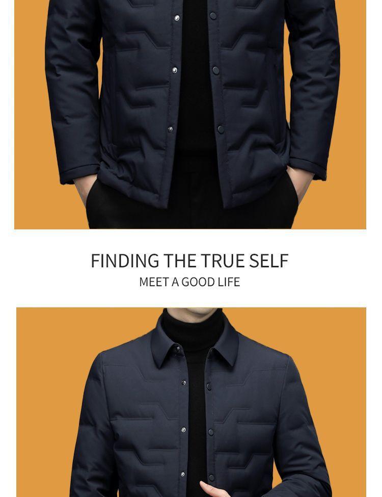Middle-Aged Men's Autumn and Winter Lapel Jacket, Dad's Cotton Coat, Thickened Warm Cotton-Padded Jacket, Men's Winter Cotton Coat