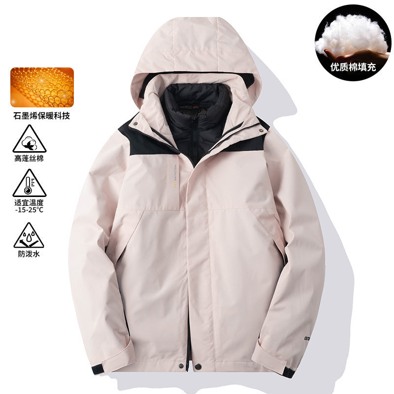 Cross-Border European Size Cotton Coat Liner Three-In-One Jacket to Prevent Cold Winter and Keep Warm for Couples Outing and Mountaineering Clothing with Customized Logo