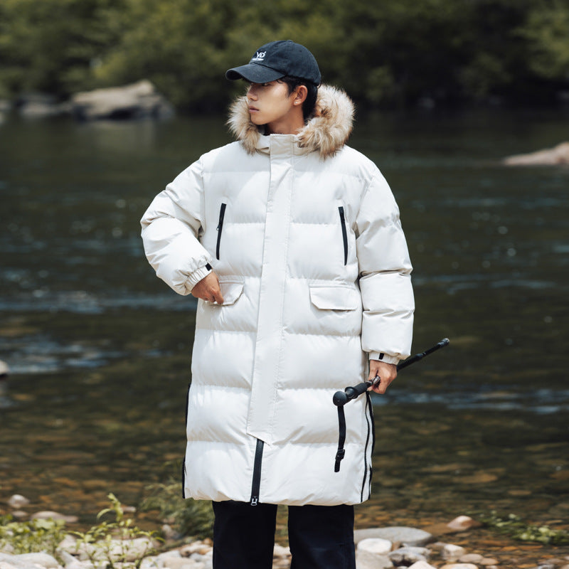 New Long Men's Big Wool Collar Thickened Extra Large Warm and Cold-proof Fashionable Jacket for Youth Fashionable Couple Clothes plus size Bread Clothes