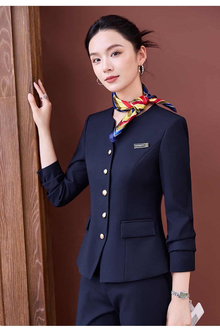 Professional Suit Suit Women's Autumn and Winter New Hotel Front Desk Jewelry Store Workwear Beauty Salon Front Desk Manager Workwear