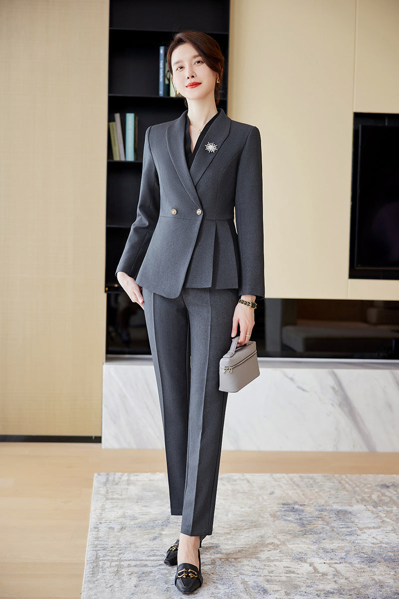Cross-border High-end Professional suit Women's New Double-breasted Suit Fashion Elegant Goddess Style Work Clothes Interview Dress