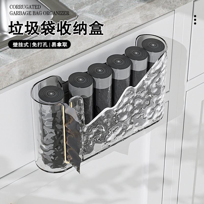 Household Glacier Pattern Garbage Bag Storage Box Punch-Free Storage Box Withdrawable Kitchen Garbage Bag Storage Rack