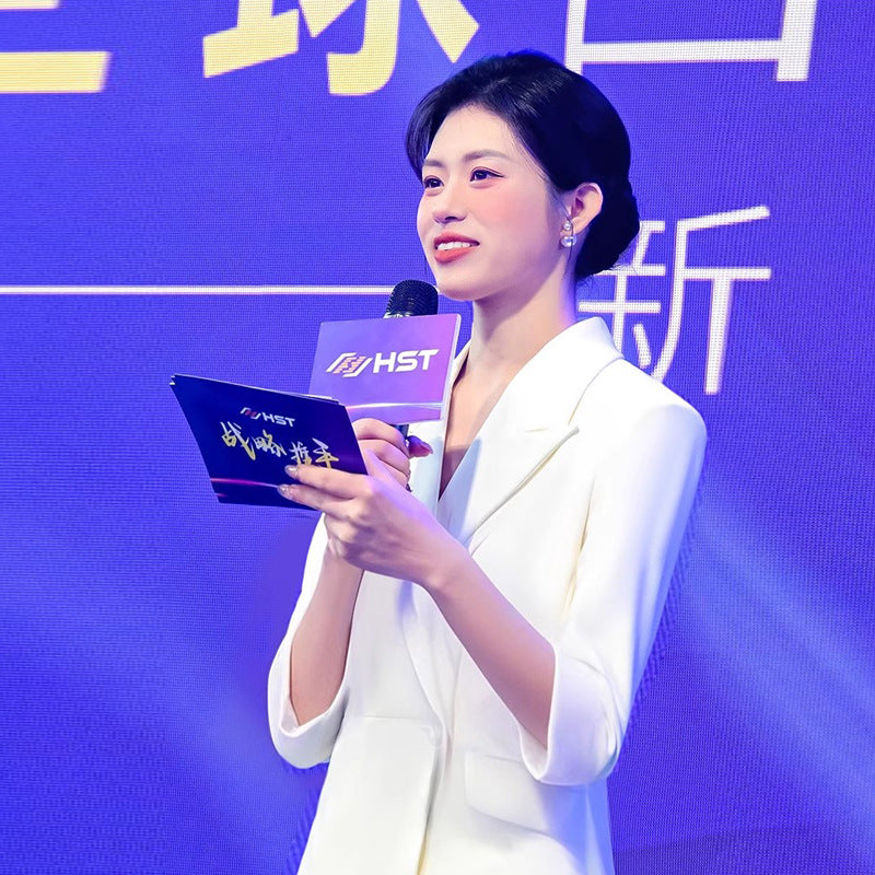 Spring and Summer Fashionable High-End White Three-Quarter Sleeve Suit Suit Host Business Formal Wear Female President Suit Workwear