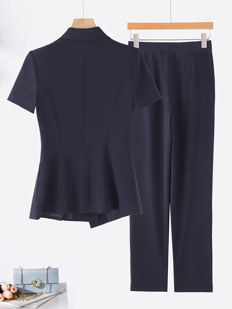 Cross-Border Professional Suit Set for Women, New Summer Manager Formal Wear, Interview High-End Short-Sleeved Thin Work Clothes for Spring