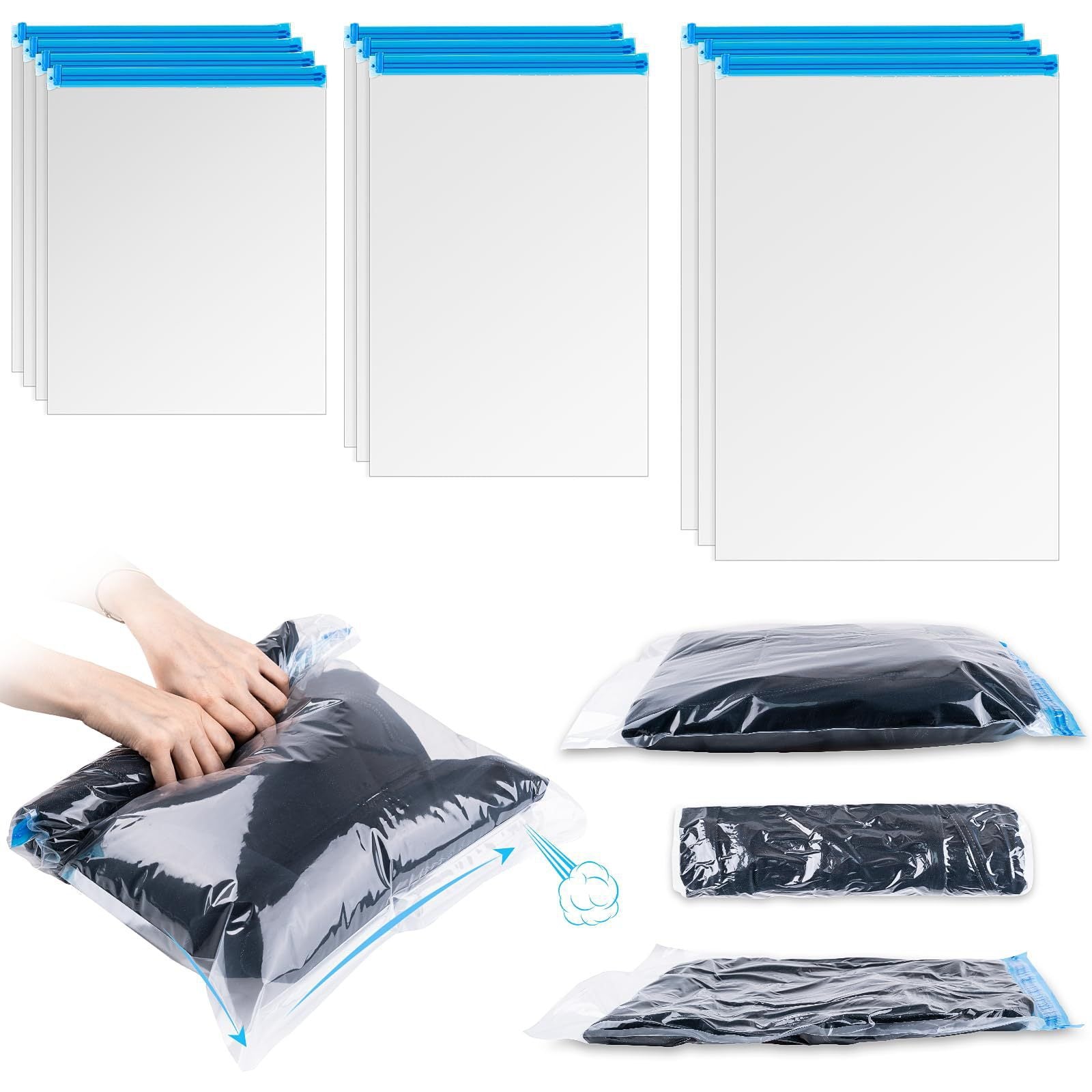 Cross-Border Thickened Vacuum Compression Bags Without Air Extraction, Three-Dimensional Storage Bags for Clothes, Quilts, Duvets, and down Jackets