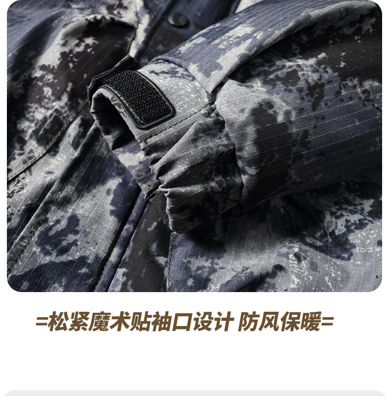Autumn and Winter Tactical Camouflage Cotton Jacket Men's Cotton Jacket Jacket Cotton Jacket Hooded Jacket Thickeneded Work Clothes Outdoor